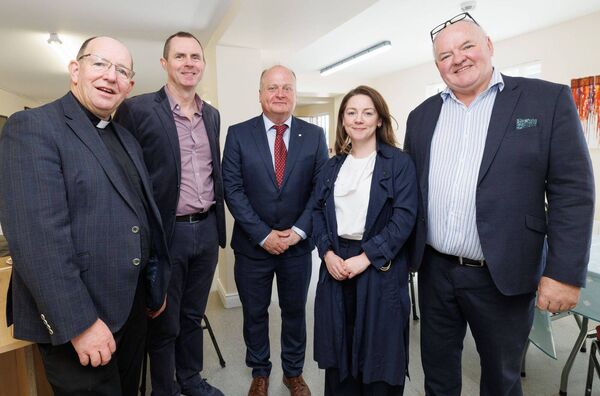 At the official opening of the parents' room at St Joseph's NS were Fr Tom O'Byrne, principal of Bishop Foley NS John Kelly, Fergal Browne, principal St Joseph's NS, principal of Scoil Mhuire gan Smal Zoe Ui Bhroin and Damian White of Kildare and Leighlin Diocese Photos: Michael O'Rourke Photography At the official opening of the parents' room at St Joseph's NS were Fr Tom O'Byrne, principal of Bishop Foley NS John Kelly, Fergal Browne, principal St Joseph's NS, principal of Scoil Mhuire gan Smal Zoe Ui Bhroin and Damian White of Kildare and Leighlin Diocese Photos: Michael O'Rourke Photography