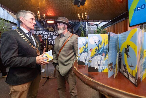 Mayor of Carlow Paul Doogue with writer Marc-Ivan O'Gorman