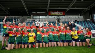 <p>2026 TG4 Leinster Ladies Football Junior Champions, Carlow. Photo: Ramsey Cardy/Sportsfile.</p> <p>2026 TG4 Leinster Ladies Football Junior Champions, Carlow. Photo: Ramsey Cardy/Sportsfile.</p>