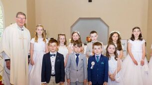 <p>Pupils from Tinryland NS who made their First Holy Communion in St Joseph's Church, Tinryland, Pictured with Tom Lalor Photos: Michael O'Rourke Photography</p>