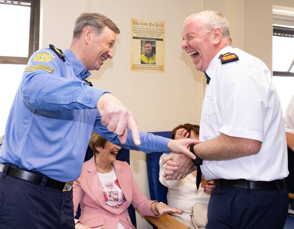 Serg Egan having a laugh with Superintendent Anthony Farrell Serg Egan having a laugh with Superintendent Anthony Farrell