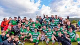 <p>New Oak celebrate after defeating St Patrick’s in the Carlow Cup final in Killeshin.</p>
