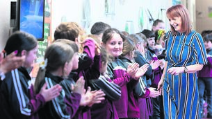 <p class="contextmenu internal_Caption">Principal Nicola McGuill retiring after 41 years at Killeshin NS greets her pupils for the last time during an emotional farewell party</p> <p class="contextmenu internal_Caption">Principal Nicola McGuill retiring after 41 years at Killeshin NS greets her pupils for the last time during an emotional farewell party</p>