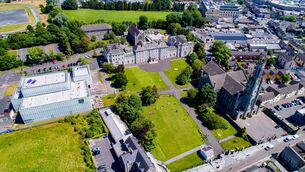 <p>An aerial view of Carlow College, with students enjoying the fine weather Photo: michaelorourkephotography.ie</p>