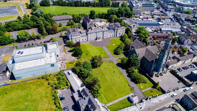 <p>An aerial view of Carlow College, with students enjoying the fine weather Photo: michaelorourkephotography.ie</p>