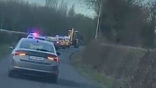 <p>Gardaí in pursuit of the stolen JCB through the by-roads of Co Carlow </p> <p>Gardaí in pursuit of the stolen JCB through the by-roads of Co Carlow </p>