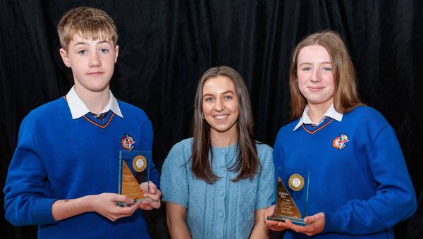 First year Students of the Year Sean Kavanagh and Lucy Doyle with teacher, Eimear Doyle First year Students of the Year Sean Kavanagh and Lucy Doyle with teacher, Eimear Doyle