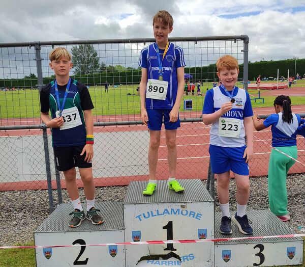 Oskarus Stonkus (St Pats Tullow) second in the Leinster u12 Shot Putt