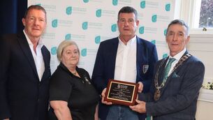 <p>Brian Whelan, Sheila Heffernan and Patsy Whelan from Carlow Karate Club with mayor Paul Doogue</p> <p>Brian Whelan, Sheila Heffernan and Patsy Whelan from Carlow Karate Club with mayor Paul Doogue</p>