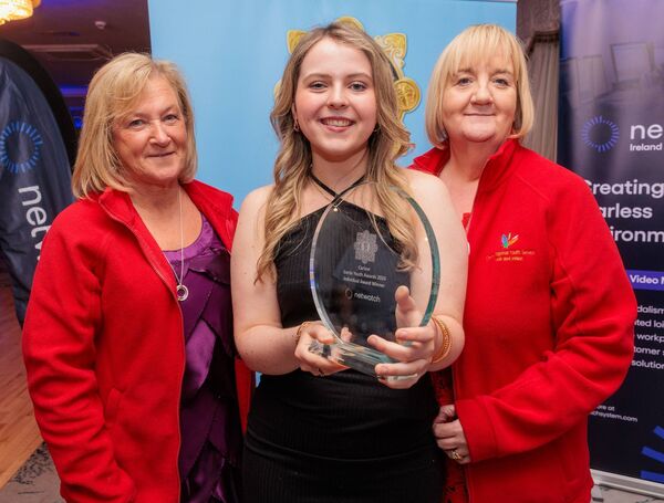 Katie Byrne winner of the ‘Individual Award’ at the Carlow Garda Youth Awards in the Woodford Dolmen Hotel, shown with Katie Christine Byrne and Kathy Lillicrap (Tullow Youth Project) Katie Byrne winner of the ‘Individual Award’ at the Carlow Garda Youth Awards in the Woodford Dolmen Hotel, shown with Katie Christine Byrne and Kathy Lillicrap (Tullow Youth Project)