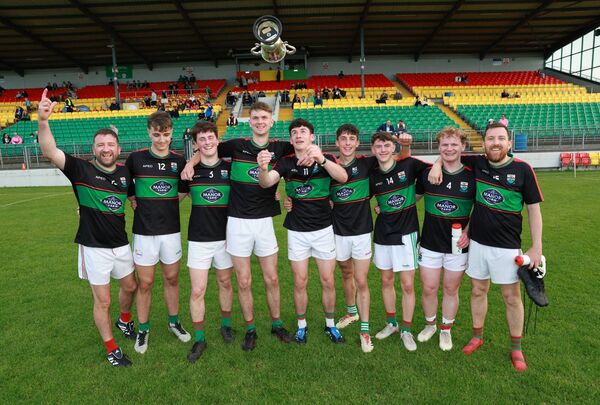 Kilbride players celebrate their extra-time victory over Clonmore in the Carlow Credit Union Division 4 Final. Phot: Pat Ahern. Kilbride players celebrate their extra-time victory over Clonmore in the Carlow Credit Union Division 4 Final. Phot: Pat Ahern.