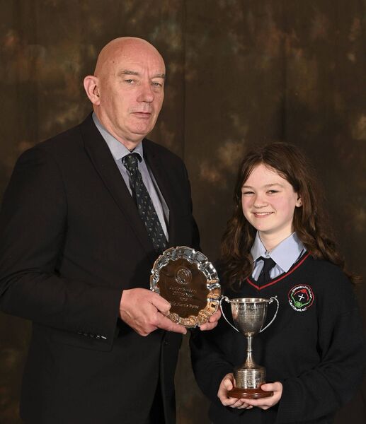 Belle Harris-Byrne, junior student of year, was presented with her award by principal, Ray Murray 