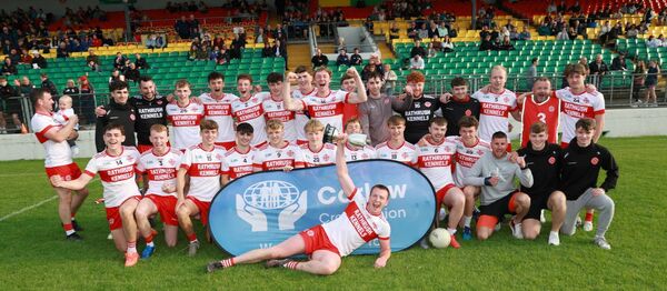 Ballon celebrate winning the Carlow Credit Union Division 2 title after an extra-time victory over Kildavin-Clonegal. Ballon celebrate winning the Carlow Credit Union Division 2 title after an extra-time victory over Kildavin-Clonegal.
