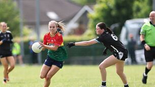 <p>Sara Doyle shows great pace to get around Sligo's Ciara Walsh. Photos: Pat Ahern.</p> <p>Sara Doyle shows great pace to get around Sligo's Ciara Walsh. Photos: Pat Ahern.</p>