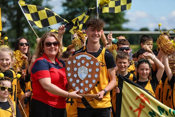 Harry Butcher receives the best parade area cup on behalf of Myshall. Harry Butcher receives the best parade area cup on behalf of Myshall.