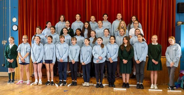 Sixth class pupils performing a piece during the art appreciation day 