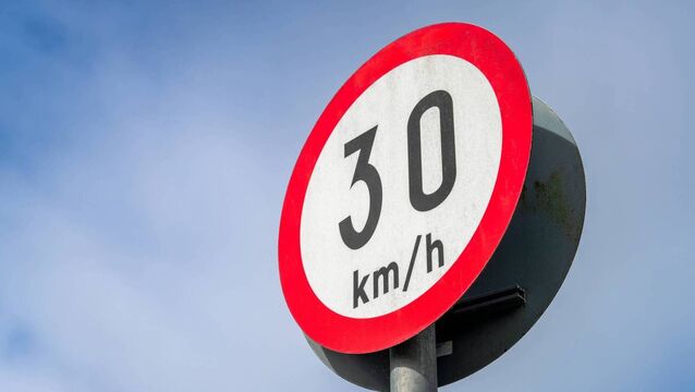 <p>Stock image of a sign for a 30 km/h speed limit in Ireland</p>
