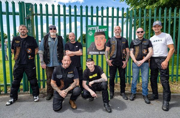 Members of the Éire Brothers motorcycle club pictured at the Peter Byrne Memorial Soccer Match