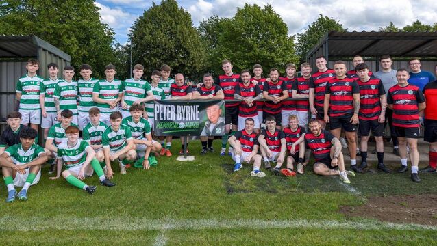 <p>The New Oak youth team (for whom Peter played) and members of New Oak FC came together to play a memorial soccer match in memory of Peter Byrne Photos: Michael O'Rourke Photography</p>