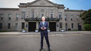 <p>Willie Mullins outside the Minerva Suite of the RDS</p>