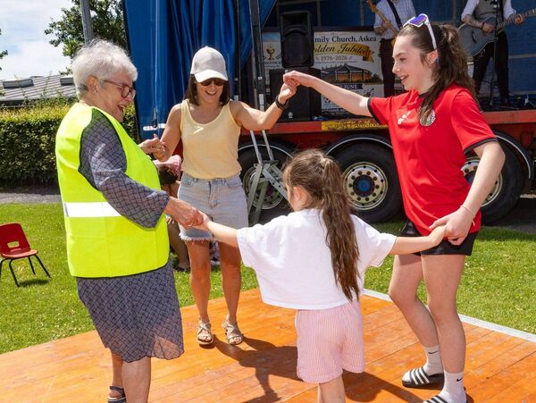 Enjoying the music at the Holy Family Church, Askea Golden Jubilee Parish Picnic were Marie, Katie, Remi and Karen Kavanagh Enjoying the music at the Holy Family Church, Askea Golden Jubilee Parish Picnic were Marie, Katie, Remi and Karen Kavanagh