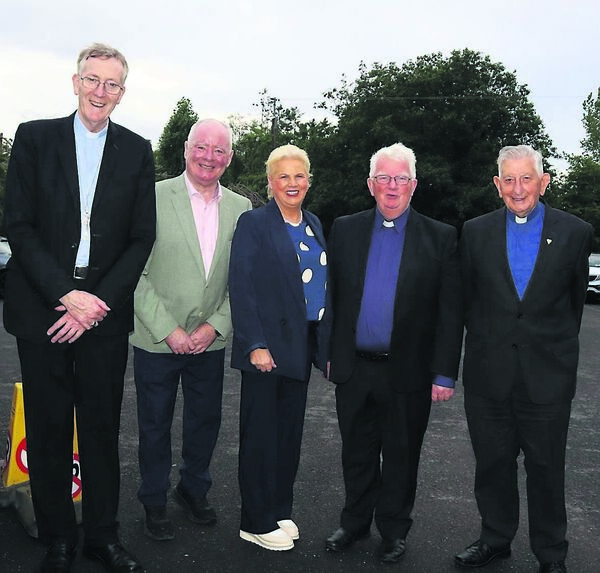 Bishop Denis Nulty, cllr John Pender, minister Jennifer Murnane O’Connor, Mgr John McEvoy and Mgr Brendan Byrne