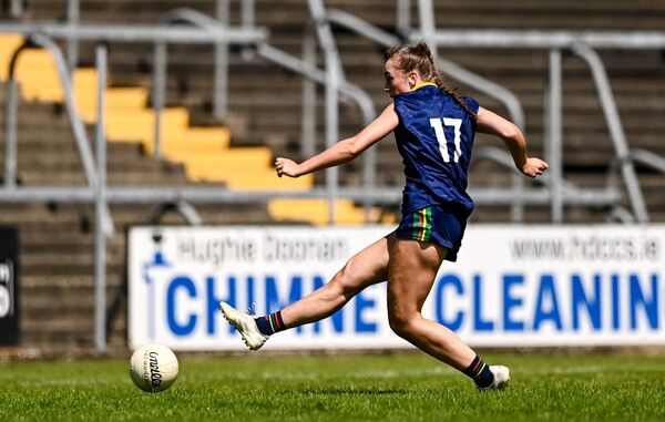Megan Townsend tucks away Carlow's fourth goal during the win over Derry Megan Townsend tucks away Carlow's fourth goal during the win over Derry