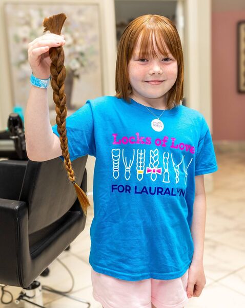 Katelynn with the hair that she donated to the children’s charity ‘Locks of Love for LauraLynn' Katelynn with the hair that she donated to the children’s charity ‘Locks of Love for LauraLynn'