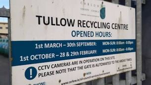 <p>The recycling centre at Thomas Traynor Street, Tullow.</p> <p>The recycling centre at Thomas Traynor Street, Tullow.</p>
