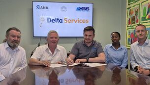 <p>At the signing of the contract for the new Delta Centre were Joe Meany (CEO, Delta Services), Shay Conroy (board of trustees, Delta Services), Alan O'Shea (ABS Construction Ltd), Onela Mvubu (ANA) and Aidan Nolan (ANA)</p> <p>At the signing of the contract for the new Delta Centre were Joe Meany (CEO, Delta Services), Shay Conroy (board of trustees, Delta Services), Alan O'Shea (ABS Construction Ltd), Onela Mvubu (ANA) and Aidan Nolan (ANA)</p>