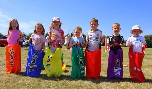 Ready to take off in the jumping beans sack race! Ready to take off in the jumping beans sack race!