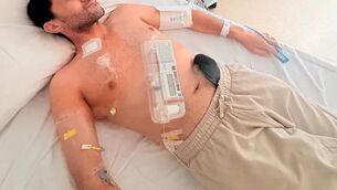 <p>Wederson receiving treatment in hospital</p>