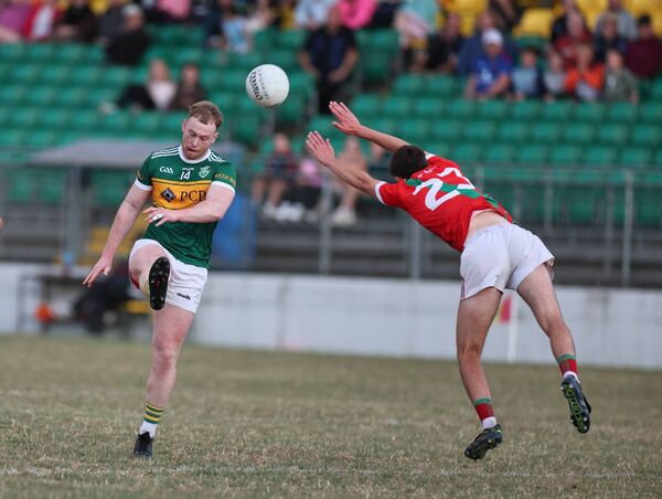 Palatine's Sam McHugh goes full length to block a shot from Rathvilly's Darragh Murphy. Palatine's Sam McHugh goes full length to block a shot from Rathvilly's Darragh Murphy.