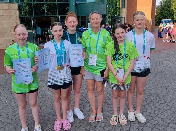 National Age Group Championships (12-14 yrs) L to R: Sadhbh Healy, Lauren Byrne, Amelia Fraser, Gillian Markey, Freya Murray, Caroline Hughes. National Age Group Championships (12-14 yrs) L to R: Sadhbh Healy, Lauren Byrne, Amelia Fraser, Gillian Markey, Freya Murray, Caroline Hughes.