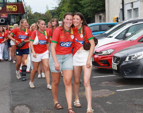Anne Roche and Bronagh Nolan lead the girls to the homecoming at Haymarket. Photos: Pat Ahern Anne Roche and Bronagh Nolan lead the girls to the homecoming at Haymarket. Photos: Pat Ahern