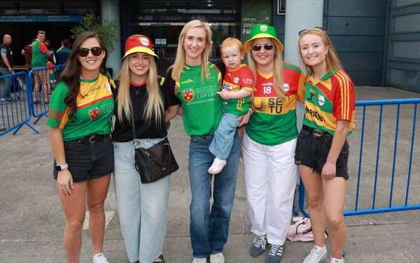Caoimhe Redmond, Sinead Nolan, Aine and Ríadh Byrne, Isobel Cronin and Orla Hickey pose outside Croke Park. Caoimhe Redmond, Sinead Nolan, Aine and Ríadh Byrne, Isobel Cronin and Orla Hickey pose outside Croke Park.