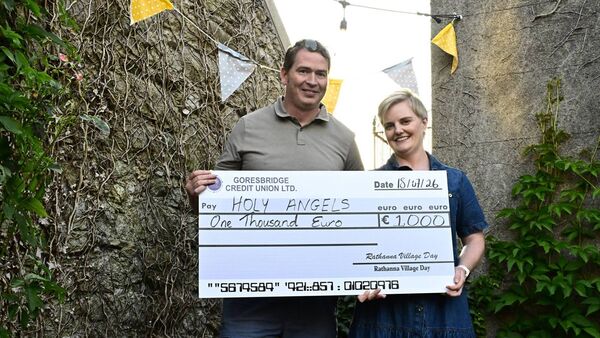 Kevin Fitzpatrick presents Miriam Murphy from The Holy Angels Day Care Centre with a cheque. Image:Roger Jones Kevin Fitzpatrick presents Miriam Murphy from The Holy Angels Day Care Centre with a cheque. Image:Roger Jones