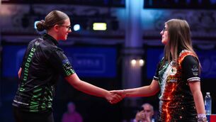 <p>Macey Gibbons (L) and Rebecca Allen shake hands following the final. Credit: Taylor Lanning/PDC</p> <p>Macey Gibbons (L) and Rebecca Allen shake hands following the final. Credit: Taylor Lanning/PDC</p>