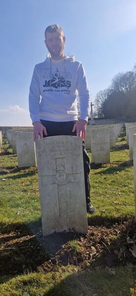 Kieran Fox visiting his great granddad's grave in Germany Kieran Fox visiting his great granddad's grave in Germany