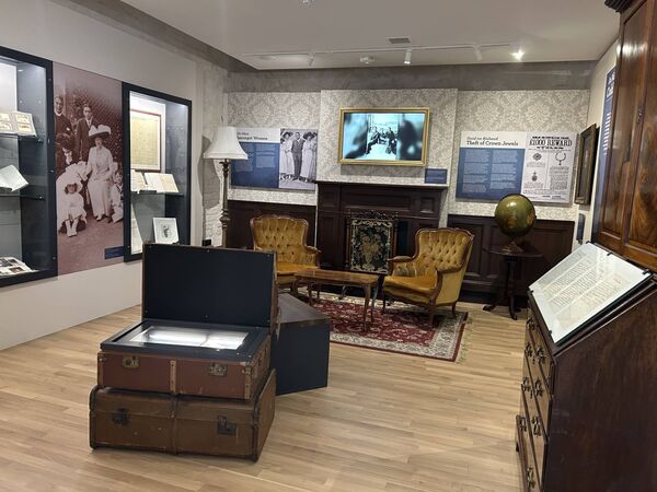 A collection of items personal to the Shackleton family can be viewed, including diaries, letters and his father's cabinet which was damaged during the 1798 Rebellion