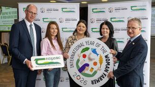 <p>Stan Lalor of Teagasc, Carina Roseingrave, ambassador for International Year of the Woman Farmer 2026, Anne Kinsella (Teagasc), Loreto Ferguson (Teagasc) and Professor Frank O'Mara, director of Teagasc</p>