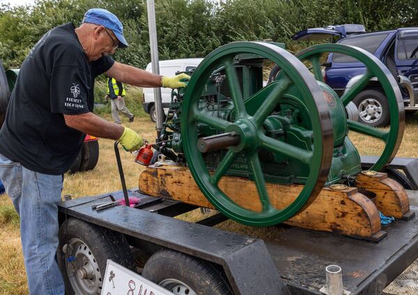 James Dunne at work on his Ruston and Hornsby diesel engine 