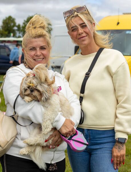 Bozena and Zaneta Tyrawa with their dog, Chantelle