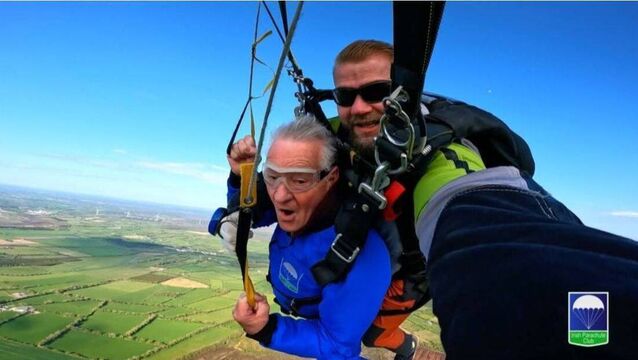 <p>Dave Dowling on the spin of a lifetime in aid of the Irish Cancer Society with his flying partner, Lucas</p>