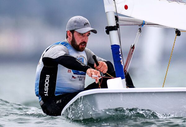 Finn Lynch leads after Day 1 of the ILCA/Laser Men's World Sailing Championships at Dun Laoghaire Photo: ©INPHO/Andrew Conan