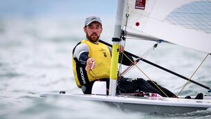 <p>Finn Lynch competing at the ILCA/Laser Men's World Sailing Championships in Dun Laoghaire Photo: ©INPHO/Andrew Conan</p>