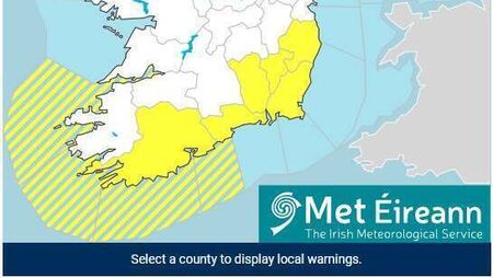 Met Éireann issues yellow warning for rain for Carlow