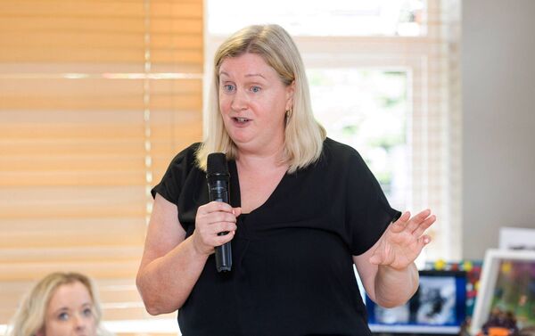 Co-ordinator, Marion Dowling speaking at the centre's 20th anniversary celebration Co-ordinator, Marion Dowling speaking at the centre's 20th anniversary celebration