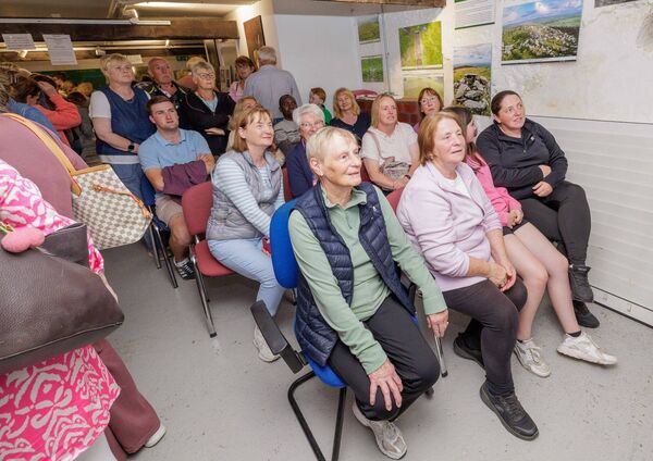 Viewing one of videos on the history of the Baltinglass Courthouse and the town during the Step Back in Time exhibition Viewing one of videos on the history of the Baltinglass Courthouse and the town during the Step Back in Time exhibition