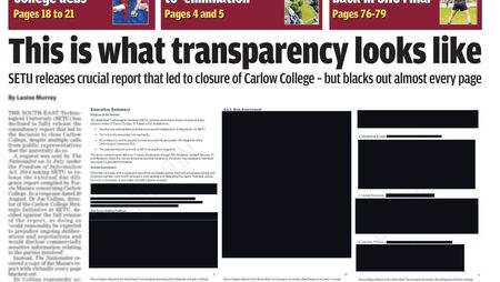 Crucial report on SETU and Carlow College merger redacted 